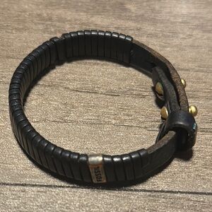 Fossil Blue Leather Men's Bracelet